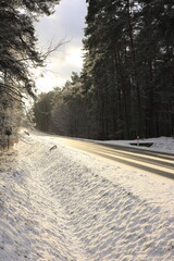 Winter road in the snow