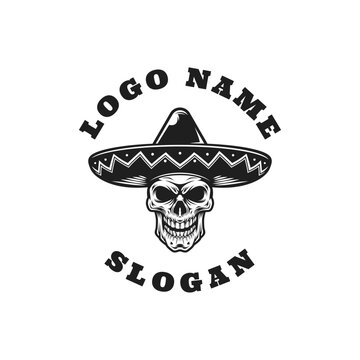 Skull Sombrero Graphic Logo Design