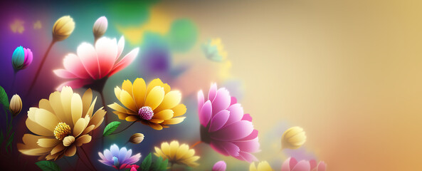 Beautiful floral spring banner for Mother's day, 8 March. Generative AI