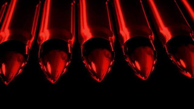 Bullets Extreme Closeup In Red Light