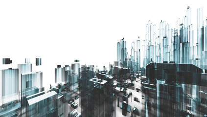 Diseño abstracto de arquitectura urbana. Boceto o dibujo de arquitectura de la ciudad y las casas. Proyecto o plan arquitectónico moderno. © C.Castilla