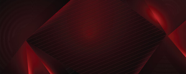 Abstract black red gaming background with modern luxury neon red light metallic ray and triangle stripes line paper cut style	
