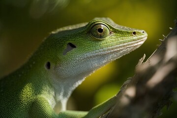 Fototapeta premium illustration, a lizard on a tree branch,generative ai