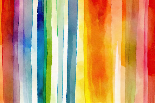 Vibrant Rainbow Watercolor Stripes - Generative AI © Alexander Rooss