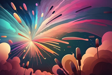 New Year's fireworks with an abstract background and copy space. Generative AI