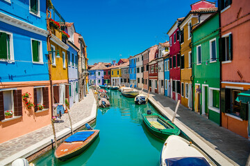 Fototapeta na wymiar Canal in Burano, Venice, Italy.