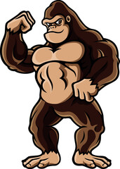 Muscle Gorilla Mascot Shows Its Bicep