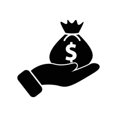 Money in Hand Pictograph.Cash and Money Symbols.Money loan sign.Finance and Wealth Iconography . - obrazy, fototapety, plakaty