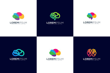 collection set brain modern colorful logo gradient