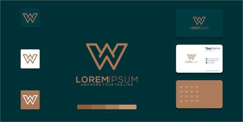 logo letter w modern brand identity pack - obrazy, fototapety, plakaty