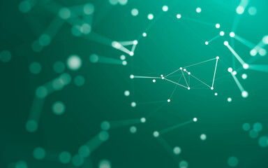 Abstract background. Molecules technology with polygonal shapes, connecting dots and lines. Connection structure. Big data visualization.