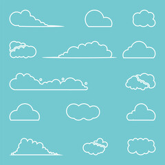 Clouds icon. Sky. Set. Vector illustration.