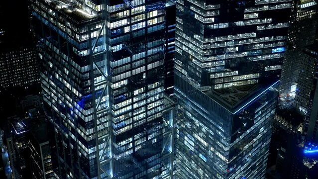 The modern office skycrapers of Downtown Manhattan at night - travel photography