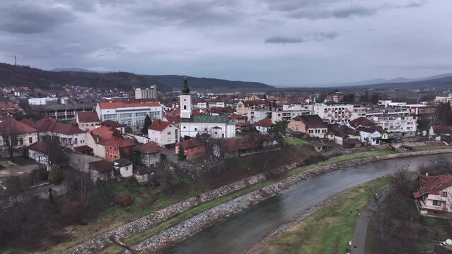 Panorama Of Knjazevac City Center, Aerial View, Serbia