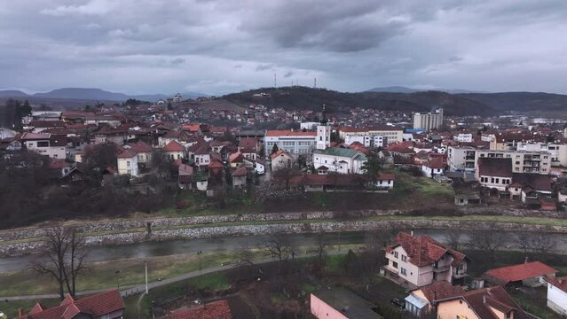 Panorama Of Knjazevac City Center, Aerial View, Serbia