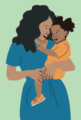 Mother holding her daughter. Parent and baby. Kid. Mother's day. Baby. Black Woman and child.