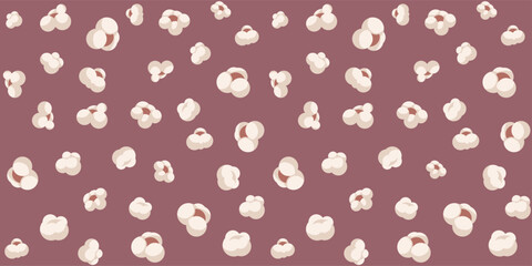 Seamless background. Pattern of corn popcorn flying seeds. Vector illustration - obrazy, fototapety, plakaty