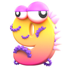 monster number 3d illustration
