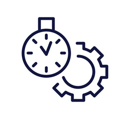 Simple business icon. Time management, deadline and productivity. Round clock showing time. App Design. Cartoon linear vector illustration isolated on white background