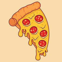vector illustration of pizza stuffed with sausage and cheese. vector slice of pizza. cartoon style pizza