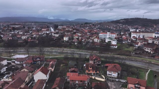 Panorama Of Knjazevac City Center, Aerial View, Serbia