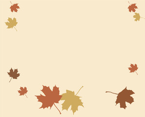 Maples leaves falling make a frame on a page in this vector image that is a graphic resource.