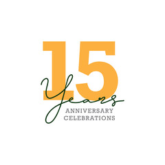 15 years anniversary. Anniversary template design concept with golden number , design for event, invitation card, greeting card, banner, poster, flyer, book cover and print. Vector Eps10