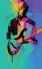 Guitarist music vector poster - 577220390