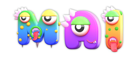 Mai, illustrated name of calendar month, 3D illustration