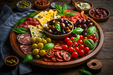A colorful platter of antipasti - generative AI technology