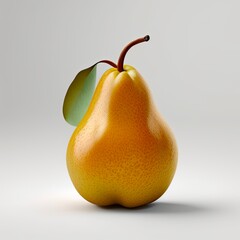 Fresh juicy pear. Isolated single fruit on white background.