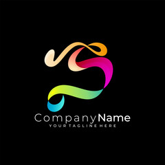 Simple letter S logo with colorful style, S logo design vector