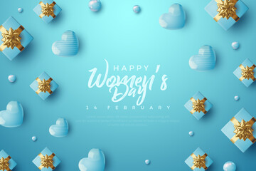 Fototapeta na wymiar Happy womens day vector background modern and beautiful, 8 march modern and unique design. Premium illustration vector design for celebration and greeting. Design for poster, banner and social media p