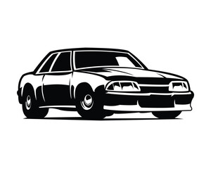 Obraz na płótnie Canvas 1990 mustang car logo. silhouette vector design. isolated white background. Best for badge, emblem, icon, sticker design, car industry. available in eps 10.