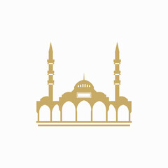Fototapeta premium Islamic mosque silhouette logo icon vector template 