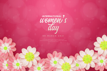 Women's day background with beautiful flowers. Premium vector background for poster, banner and social media greeting.