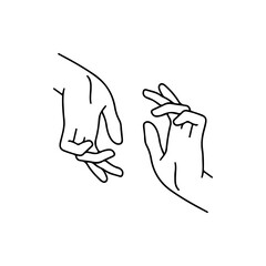 vector illustration of two hands line