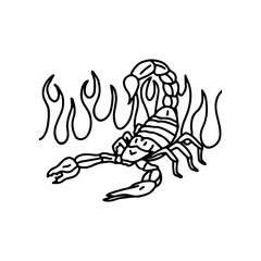 vector illustration of a scorpion with fire