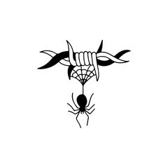 vector illustration of barbed wire with spider