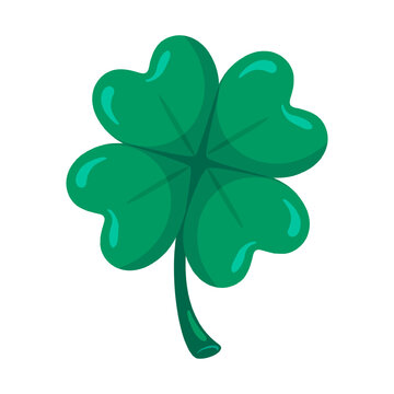Four-leaf clover icon isolated on white background. Clover sign illustration pictogram. Symbol of St. Patrick's Day. Vector Illustration in cartoon style.