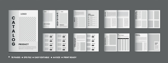 16 Pages product catalog, company profile, proposal, portfolio, magazine, annual report, a4 size template design