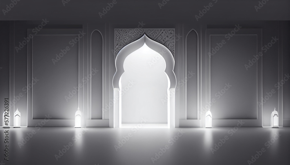 Wall mural 3d eid mubarak design. banner for islamic banner festivity like eid al adha, fitr, ramadhan, etc. th