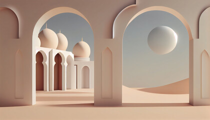 3D Eid Mubarak Design. Banner for islamic banner festivity like eid al adha, fitr, ramadhan, etc. Theme for ramadan or islamic festivity.