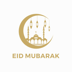 Eid Mubarak logo design vector template