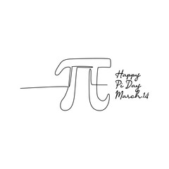 single line art of happy pi day good for pi day celebrate. line art. illustration.