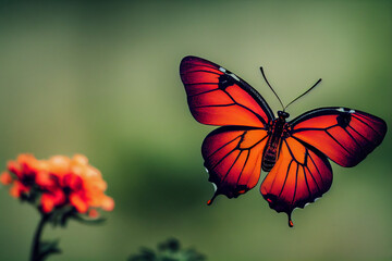 Fototapeta na wymiar beautiful colorful butterfly flies on a colorful meadow generative AI