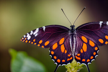 Fototapeta na wymiar beautiful colorful butterfly flies on a colorful meadow generative AI