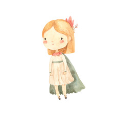 Watercolor fairy girl illustration for kids