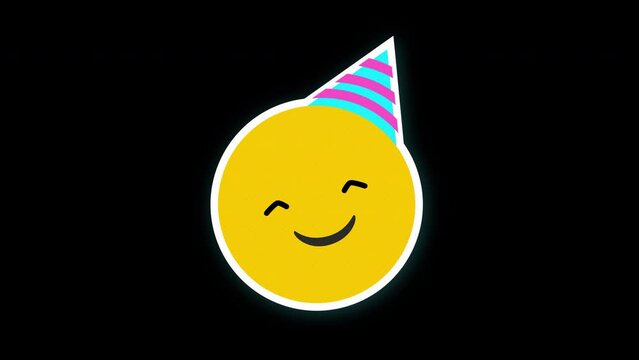 Party Hat emoji icon loop Animation video transparent background with alpha channel