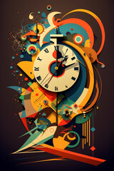 time, clock, vertical, abstract illustration, generative ai